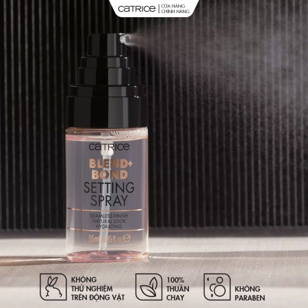 Xịt khóa mờ mịn cấp ẩm tự nhiên Catrice Blend + Bond Setting Spray 55ml