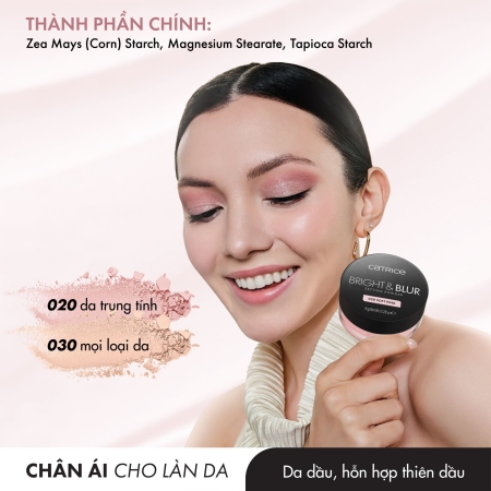 Phấn phủ mỏng nhẹ căng bóng nâng tone Catrice Bright&Blur Setting Powder