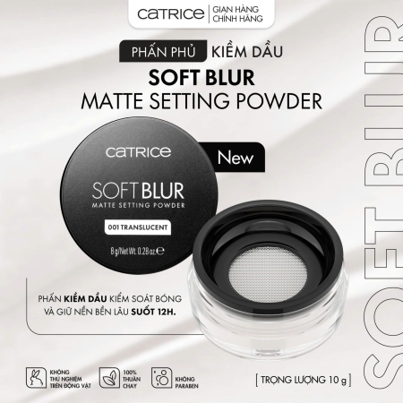Phấn phủ mỏng nhẹ kiềm dầu Catrice Soft Blur Matte Setting Powder 8g