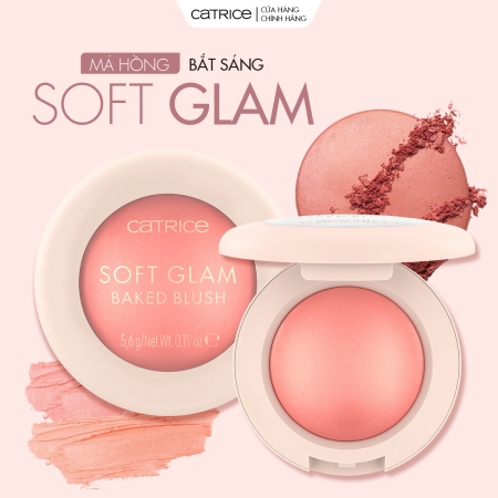 Phấn má hồng bắt sáng thuần chay Catrice Soft Glam Baked Blush 5,6g