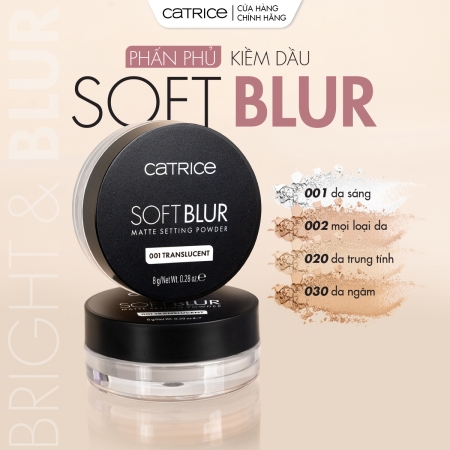 Phấn phủ mỏng nhẹ kiềm dầu Catrice Soft Blur Matte Setting Powder 8g